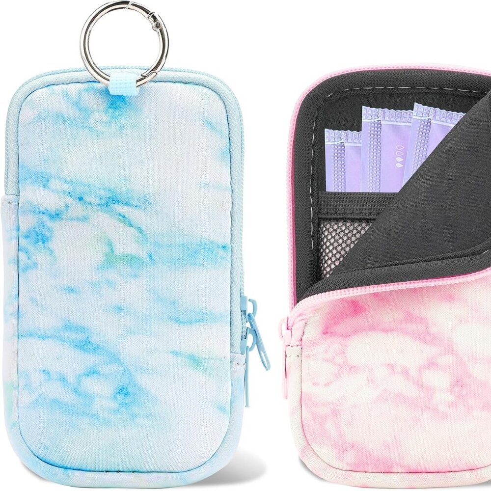 2 Zippered Pouch with‎ Snap Hook Great for Makeup Ear pods Tampons, money